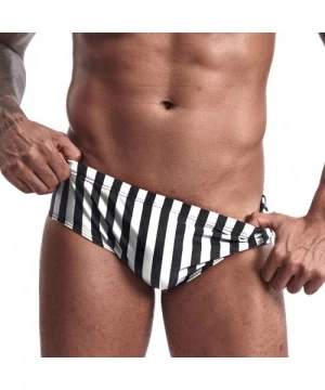 Trunks Men's Swim Briefs Bikini Swimwear Sexy Swimsuit Swimming Short Quick Dry with Drawstring for Men - A-black&white Strip...