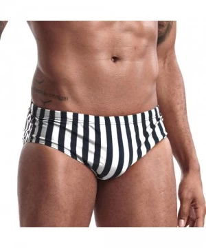 Trunks Men's Swim Briefs Bikini Swimwear Sexy Swimsuit Swimming Short Quick Dry with Drawstring for Men - A-black&white Strip...