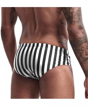 Trunks Men's Swim Briefs Bikini Swimwear Sexy Swimsuit Swimming Short Quick Dry with Drawstring for Men - A-black&white Strip...