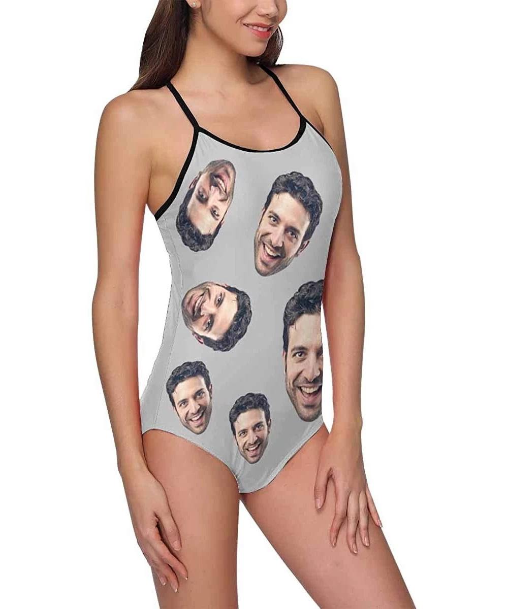 One-Pieces Custom One-Piece Swimsuits with Face Photo Novelty Swimwear for Women (XS-5XL) - Gray - CU18ULIMW5L