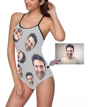 One-Pieces Custom One-Piece Swimsuits with Face Photo Novelty Swimwear for Women (XS-5XL) - Gray - CU18ULIMW5L