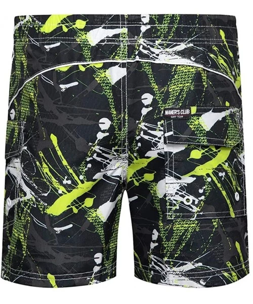 Board Shorts Mens Swim Trunks Quick Dry Funny Shorts with Mesh Lining Swimwear Bathing Suits - 290-green - CG190G9AOON