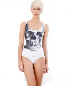 Sets Women's Fashion One-Piece Swimsuit Bikini - White Skull - C711ZCWUECH