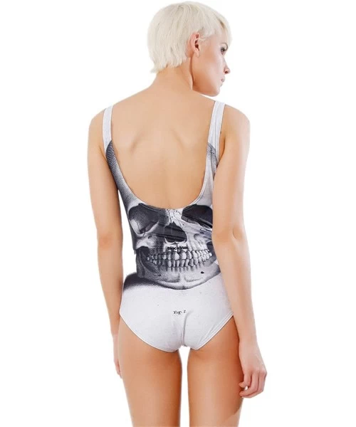 Sets Women's Fashion One-Piece Swimsuit Bikini - White Skull - C711ZCWUECH