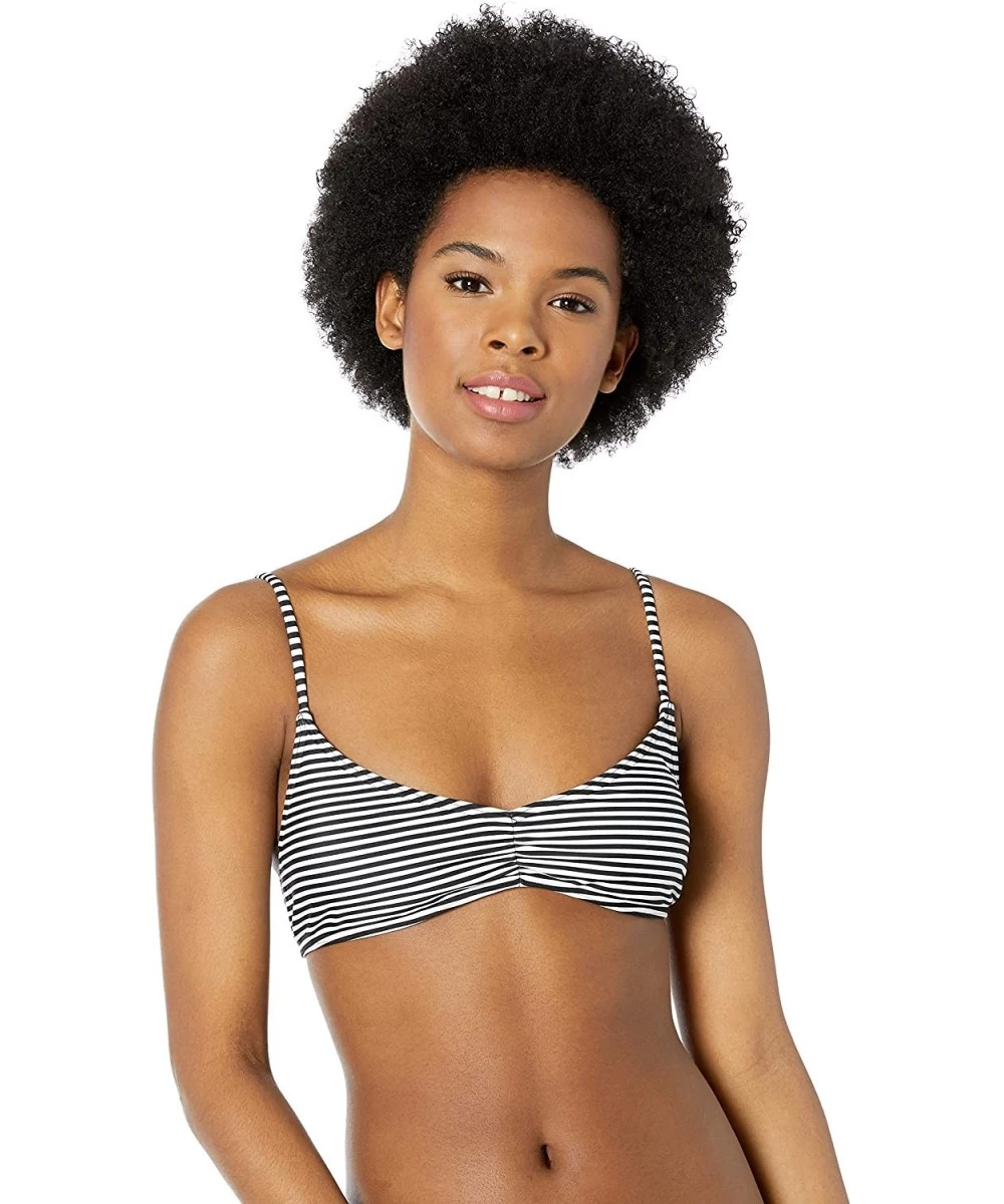 Tops Women's Junior's Classic Surf Cross Back Bralette Bikini Top Swim Suit - Stripe 4k - CS18GHT4L2S