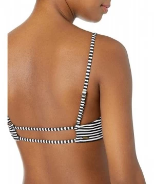 Tops Women's Junior's Classic Surf Cross Back Bralette Bikini Top Swim Suit - Stripe 4k - CS18GHT4L2S