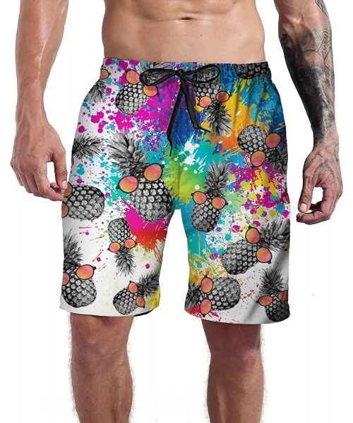 Board Shorts Men's Cool Swimtrunks Quick Dry 3D Printed Casual Hawaiian Mesh Lining Beach Board Shorts with Pockets S-XXXL - ...