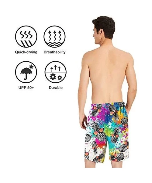 Board Shorts Men's Cool Swimtrunks Quick Dry 3D Printed Casual Hawaiian Mesh Lining Beach Board Shorts with Pockets S-XXXL - ...