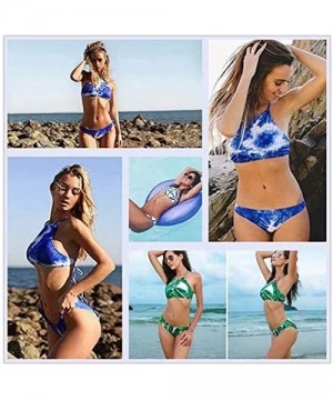 Sets High Neck Halter Bikini Women's Swimwear 2 Piece Set Beachwear Hawaiian Style - Leopard 3 - C818OSRIET2