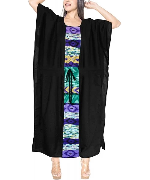 Cover-Ups Women's Long Caftan Swimsuit Cover Ups Night Casual Dress Drawstring A - Black_b382 - CL18R8OIDQO