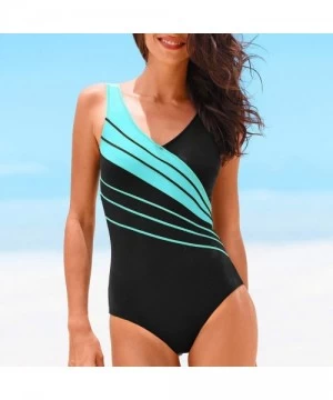 One-Pieces 2019 Women's Swiming Suit One Piece Swimsuit Plus Size Push Up Monokini Bikini Swimwear Bathing Suit 004 Sky Blue ...