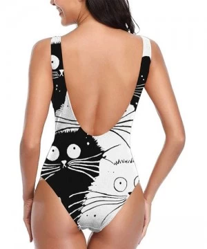 One-Pieces Women's Ladies Bikini Sets Beach Swimwear Bathing Suit(Cartoon Cloud Pattern) - Cartoon Cat - CE18YEKY2EQ