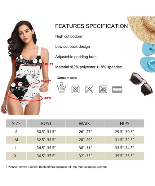 One-Pieces Women's Ladies Bikini Sets Beach Swimwear Bathing Suit(Cartoon Cloud Pattern) - Cartoon Cat - CE18YEKY2EQ