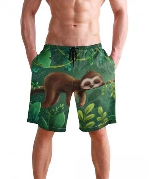 Racing Men's Swim Trunks Hedgehog Cactus Quick Dry Beach Board Shorts with Pockets - Sloth Sleeping - CS18QOQAIKY