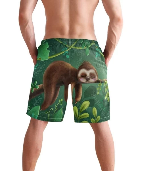 Racing Men's Swim Trunks Hedgehog Cactus Quick Dry Beach Board Shorts with Pockets - Sloth Sleeping - CS18QOQAIKY