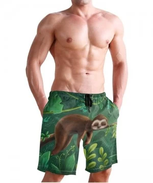 Racing Men's Swim Trunks Hedgehog Cactus Quick Dry Beach Board Shorts with Pockets - Sloth Sleeping - CS18QOQAIKY