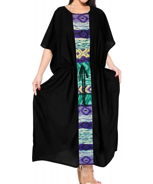 Cover-Ups Women's Long Caftan Swimsuit Cover Ups Night Casual Dress Drawstring A - Black_b382 - CL18R8OIDQO