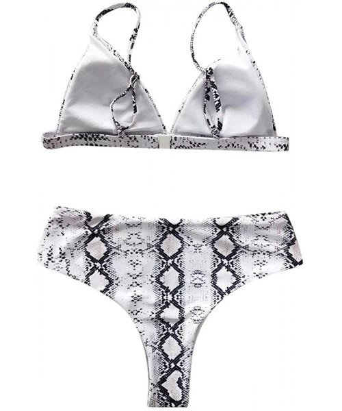 Sets Women Stripe Printing Padded Push up 2 Piece Bikini Sets Swimsuits - Gray-2 - CM18LH9GMM5