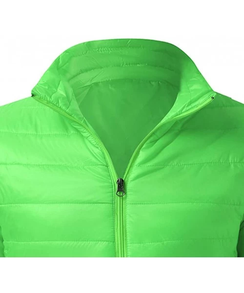 Briefs Mens Winter Quilted Insulated Zipper Thickened Warm Down Jacket Puffer with Thermal Light Coat - Green - C8193M3TTRO