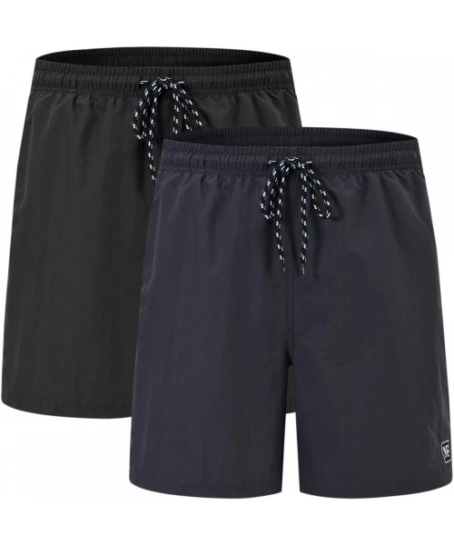 Board Shorts Mens Running Shorts Board Shorts Quick Dry Swim Trunks Swimsuit Beachwear with Mesh Lining - 2 Pack-black/Gray -...