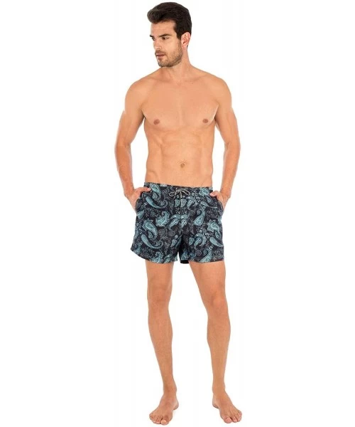 Trunks Men's Swim Trunks - Slim Fit European Style Quick Dry Designer Beach Shorts Jungle Collection (XS-XXXL) - Splash - C31...