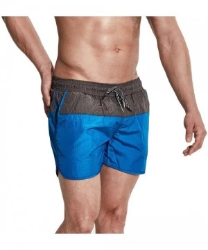 Board Shorts Men's Drawstrings Pocket Board Shorts Color Match Up&Down - Blue - CZ19D64O6X6