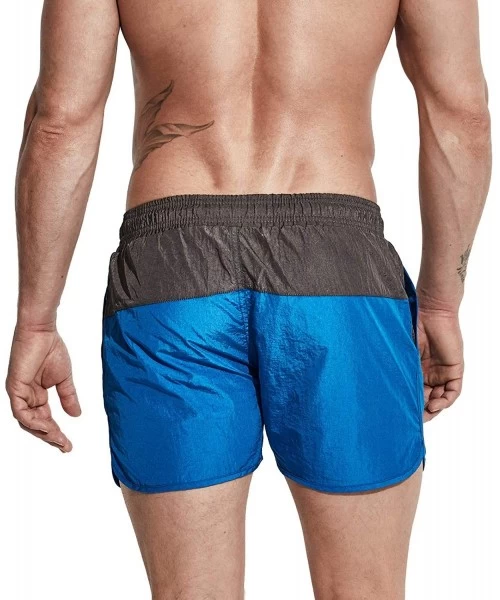 Board Shorts Men's Drawstrings Pocket Board Shorts Color Match Up&Down - Blue - CZ19D64O6X6