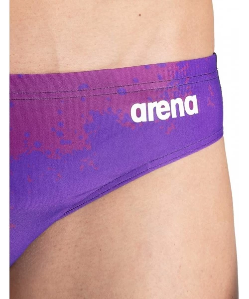 Racing Mens Spraypaint MaxLife Brief Swimsuit - Purple - C918ULORC5E