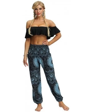 Tankinis Women's Comfy Casual Pajama Pants Floral Print Drawstring Palazzo Lounge Pants Wide Leg - 02-green - C4198G7OKDL