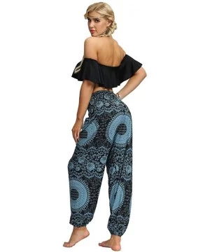 Tankinis Women's Comfy Casual Pajama Pants Floral Print Drawstring Palazzo Lounge Pants Wide Leg - 02-green - C4198G7OKDL