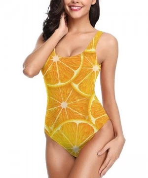 Sets Women's Sexy Backless One Piece Swimsuit Cartoon Dinosaur Swimwear for Women - Cartoon Cute Orange Lemon - CC18YDOMZNU