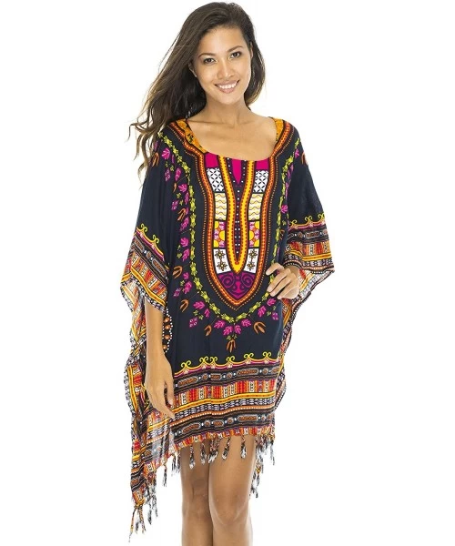 Cover-Ups Womens Short Swimsuit Beach Cover Up African Caftan Patterns - Black - C712E4LEGOX