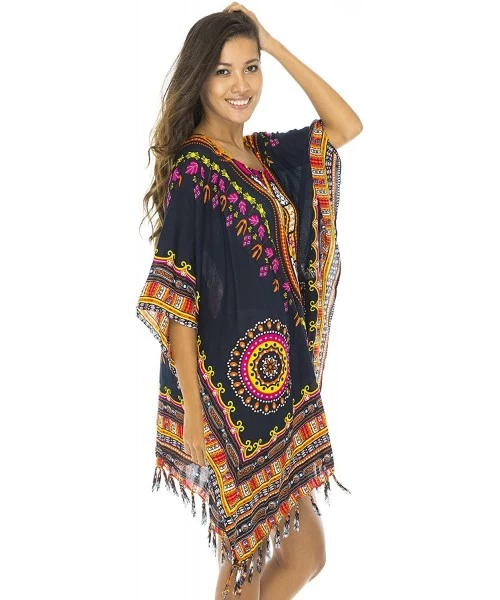 Cover-Ups Womens Short Swimsuit Beach Cover Up African Caftan Patterns - Black - C712E4LEGOX