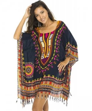 Cover-Ups Womens Short Swimsuit Beach Cover Up African Caftan Patterns - Black - C712E4LEGOX