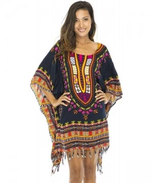 Cover-Ups Womens Short Swimsuit Beach Cover Up African Caftan Patterns - Black - C712E4LEGOX