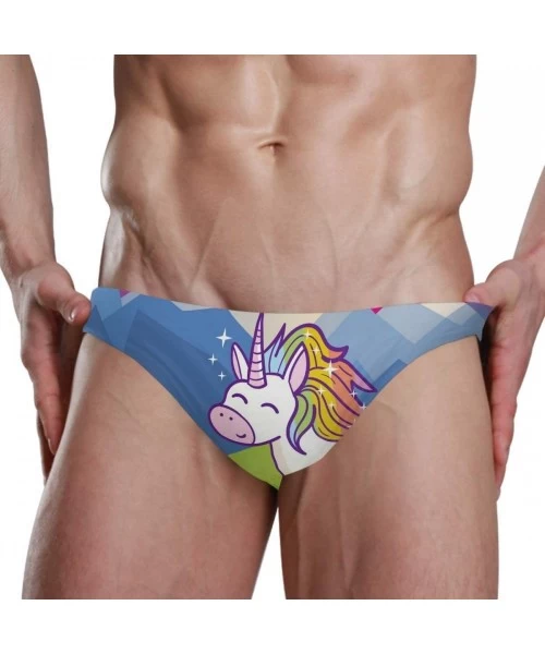 Briefs Men's Sexy Bikini Swimsuit Swimwear Quick Dry Print Briefs - 2030881(unicorn) - CK18WQ9UN9Y