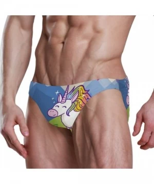 Briefs Men's Sexy Bikini Swimsuit Swimwear Quick Dry Print Briefs - 2030881(unicorn) - CK18WQ9UN9Y