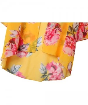 Cover-Ups Women Casual Floral Chiffon Kimono Cover Up Beach Wear Blouse Top - Yellow2 - CV18UK8KKDI