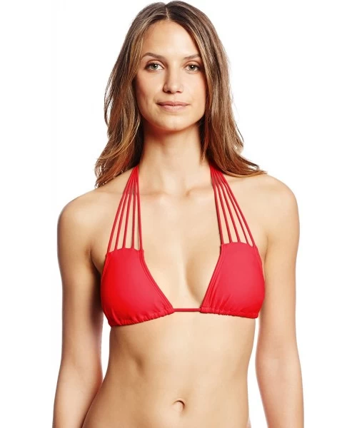 Tops Women's Verano De Rumba Multi Strings Triangle Top - Red - CE11HH9H7FP