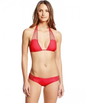 Tops Women's Verano De Rumba Multi Strings Triangle Top - Red - CE11HH9H7FP