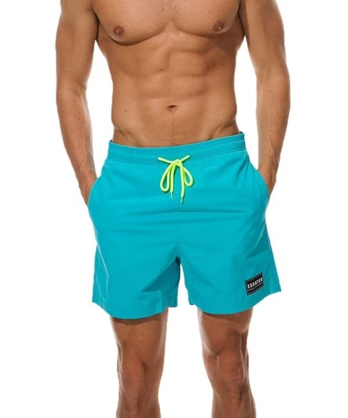 Board Shorts Athletic Mens Leisure Soild Color Running Surfing Swimwear Trunks Board Pants - Sky Blue - C818LTE0ONG