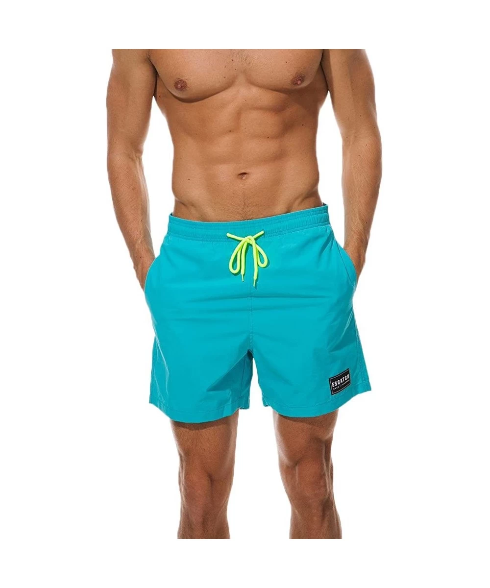 Board Shorts Athletic Mens Leisure Soild Color Running Surfing Swimwear Trunks Board Pants - Sky Blue - C818LTE0ONG