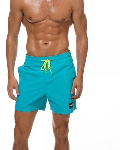 Board Shorts Athletic Mens Leisure Soild Color Running Surfing Swimwear Trunks Board Pants - Sky Blue - C818LTE0ONG