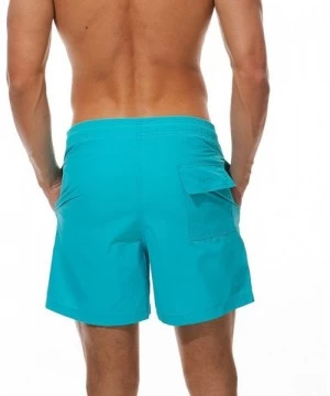 Board Shorts Athletic Mens Leisure Soild Color Running Surfing Swimwear Trunks Board Pants - Sky Blue - C818LTE0ONG