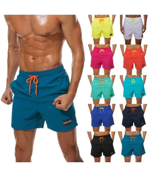 Board Shorts Athletic Mens Leisure Soild Color Running Surfing Swimwear Trunks Board Pants - Sky Blue - C818LTE0ONG