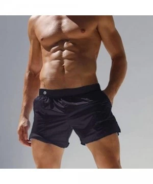 Briefs Sexy Translucent Men's Shorts Men's Swim Pants Swimwear Surf Board Beach Swimming Trunks Boxer Shorts - Black - CC18W7...