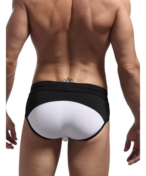 Briefs Men's Sexy Color Matching Beach Swimwear Sport Shorts Swim Briefs B1135 - White - CF12GACV169