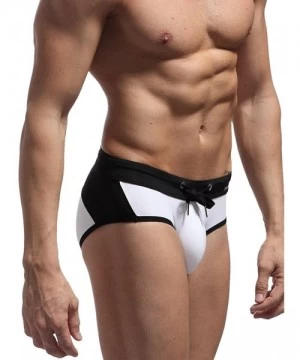 Briefs Men's Sexy Color Matching Beach Swimwear Sport Shorts Swim Briefs B1135 - White - CF12GACV169