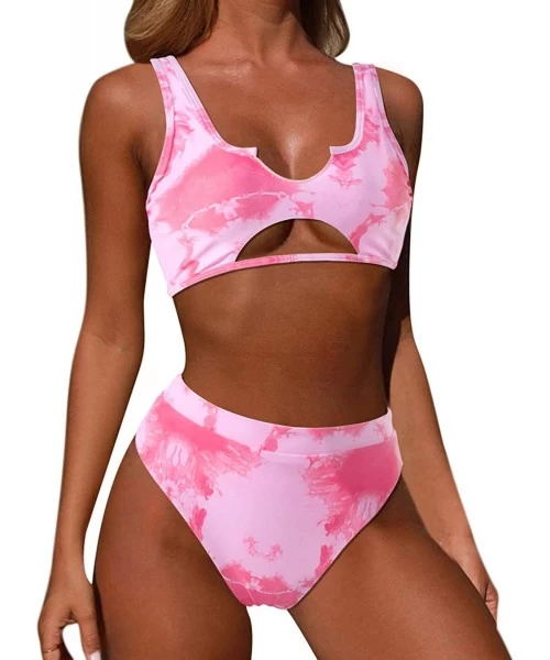 Sets Women Halter Fashion Sexy Swimwear 2 Pieces Swimsuit Bikini Set with Small Strap - 913-pink - C219CCZMSLO