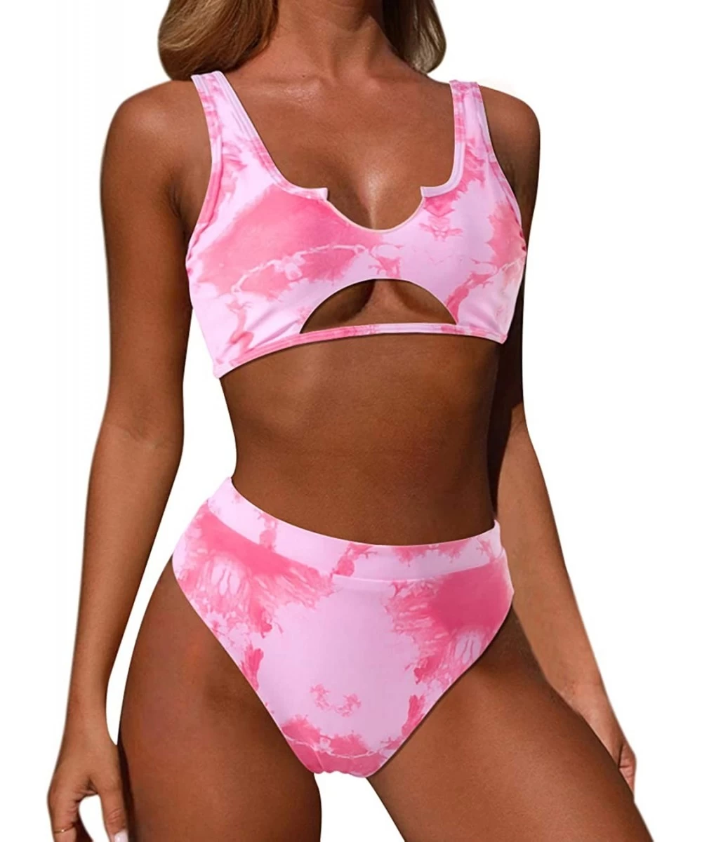 Sets Women Halter Fashion Sexy Swimwear 2 Pieces Swimsuit Bikini Set with Small Strap - 913-pink - C219CCZMSLO